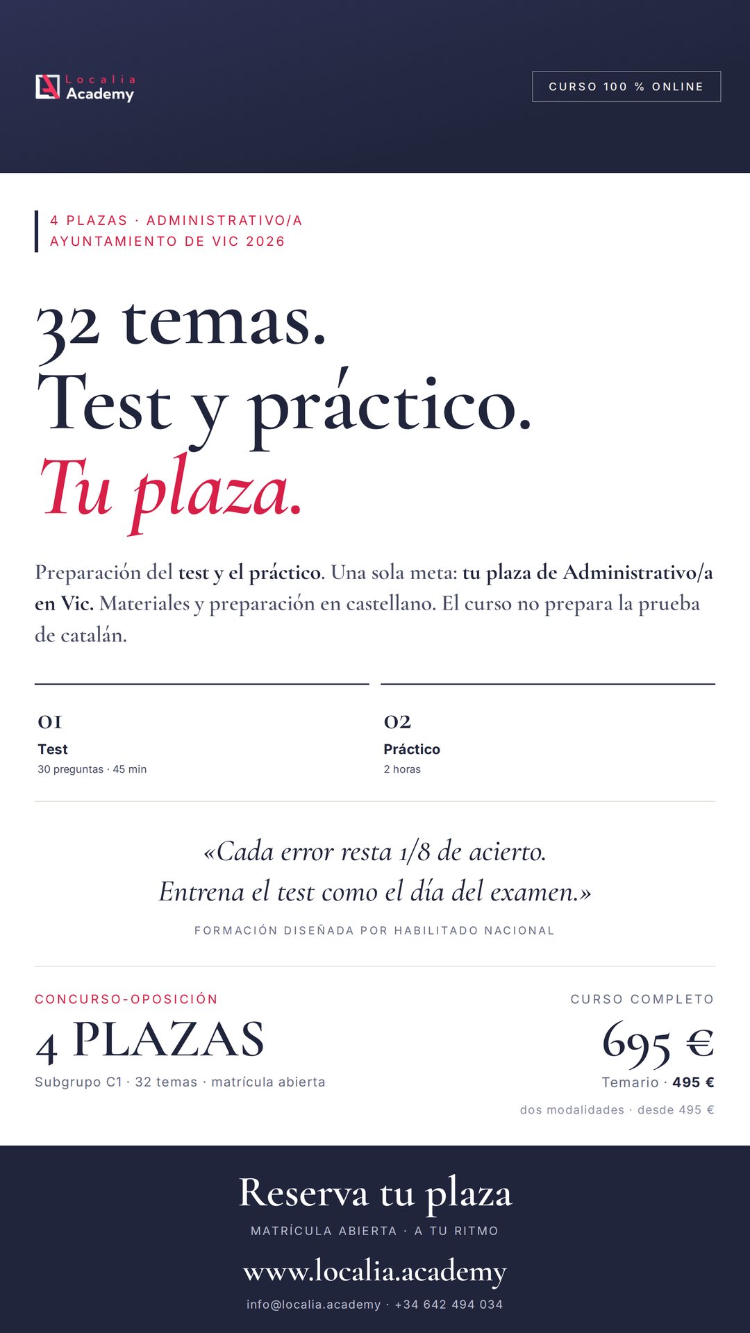 Curso online oposiciones Administrativo/a Ayuntamiento de Vic 2026
