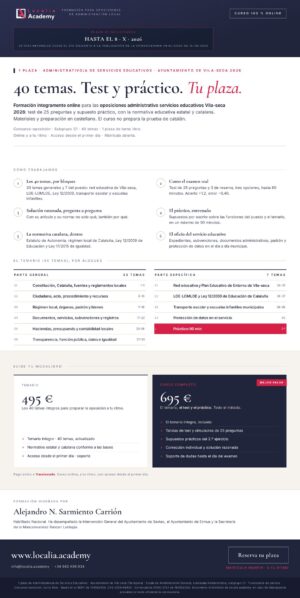 Curso online oposiciones Administrativo/a de Servicios Educativos Ayuntamiento de Vila-seca 2026