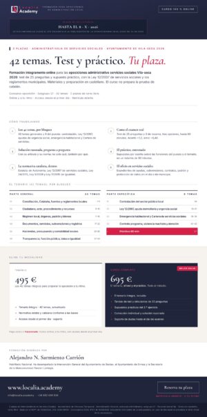 Curso online oposiciones Administrativo/a de Servicios Sociales Ayuntamiento de Vila-seca 2026