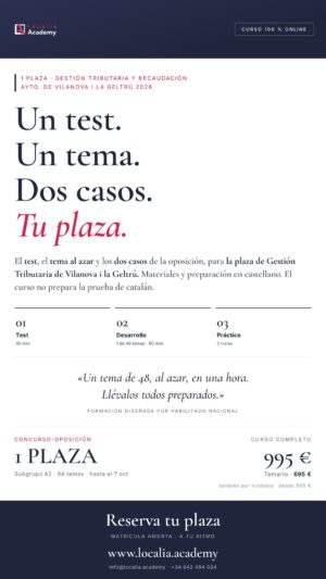 oposiciones técnico gestión tributaria vilanova i la geltrú 2026 · cartel story Localia