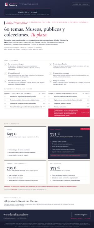 Curso online oposiciones Técnico/a medio/a de colecciones y difusión Institut Municipal de Patrimoni Cultural de Vilanova i la Geltrú 2026