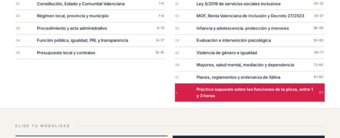 Curso online oposiciones Psicólogo/a Ayuntamiento de Xàtiva 2026