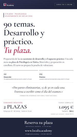 Curso online oposiciones Psicólogo/a Ayuntamiento de Xàtiva 2026