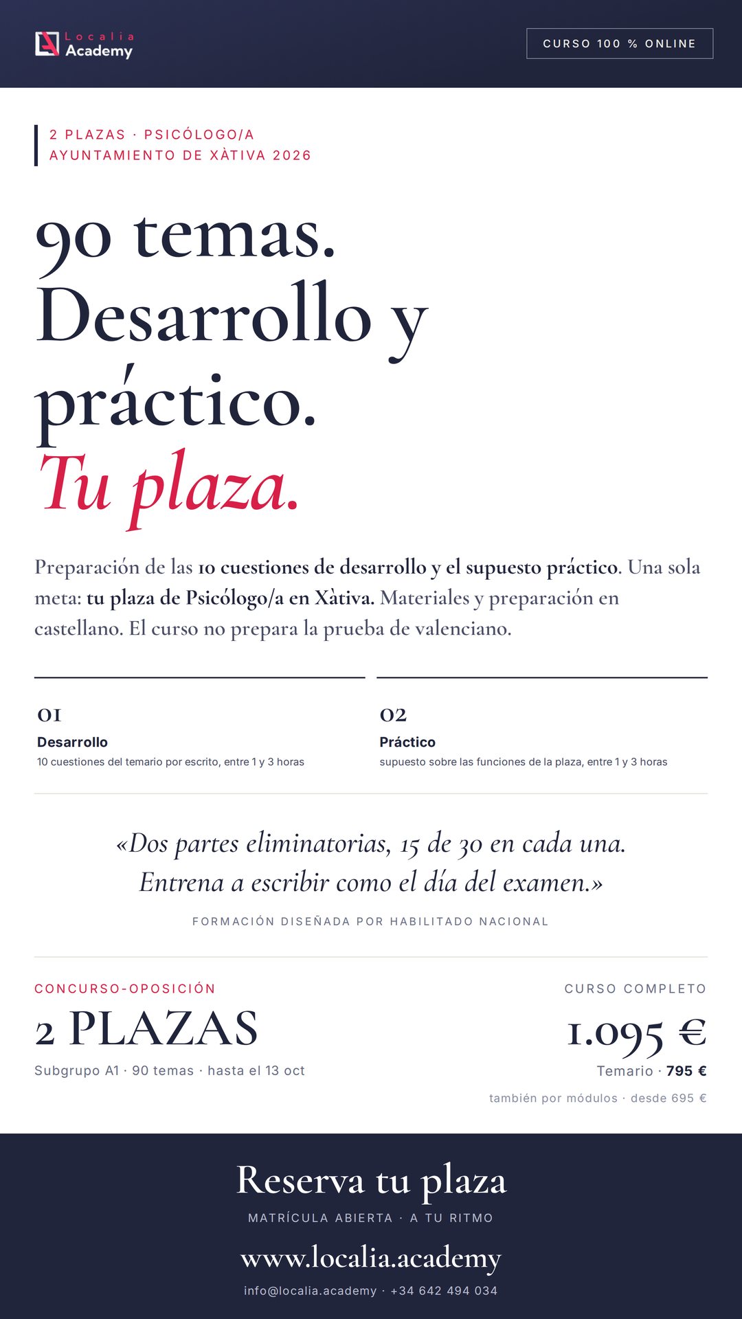 Curso online oposiciones Psicólogo/a Ayuntamiento de Xàtiva 2026