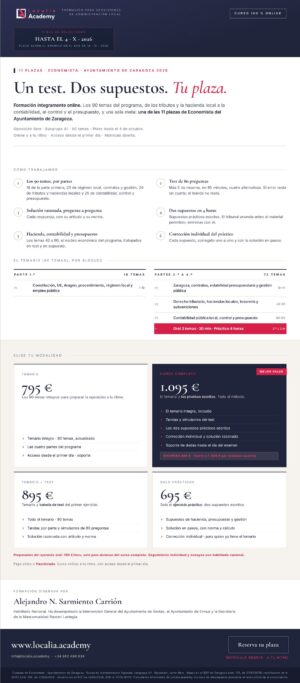 oposiciones economista zaragoza 2026 · cartel del curso Localia