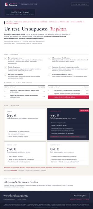 oposiciones técnico medio recursos humanos prevención zaragoza 2026 · cartel del curso Localia