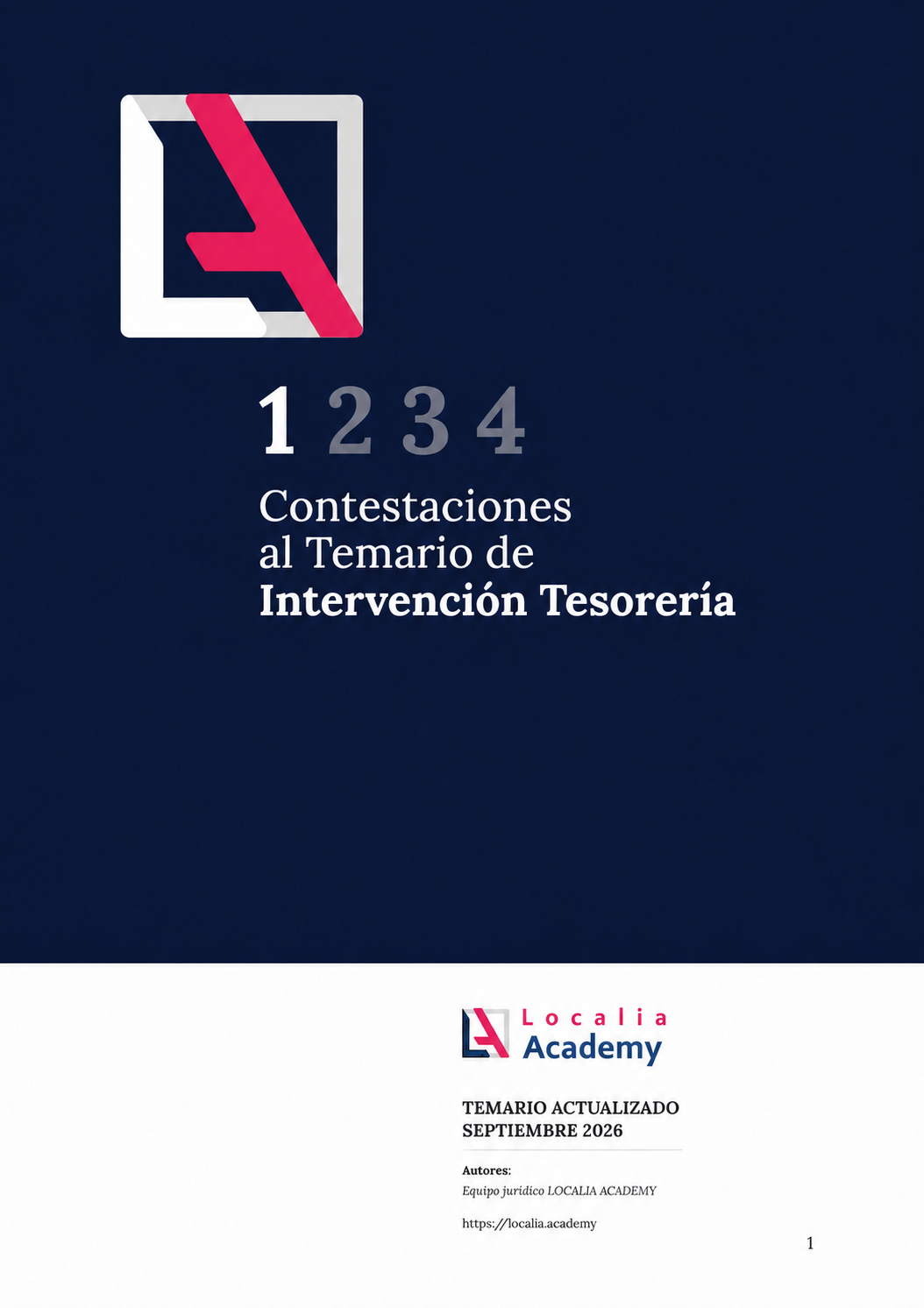 Portada del temario de Intervención-Tesorería de Localia, edición septiembre de 2026
