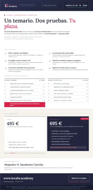 Curso Administrativo/a · Ayuntamiento de Leganés 2026 · folleto del curso