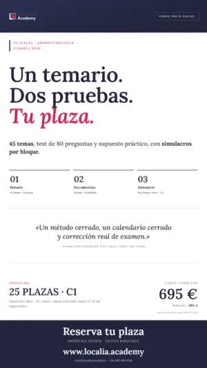 Curso Administrativo/a · Ayuntamiento de Leganés 2026 · cartel vertical