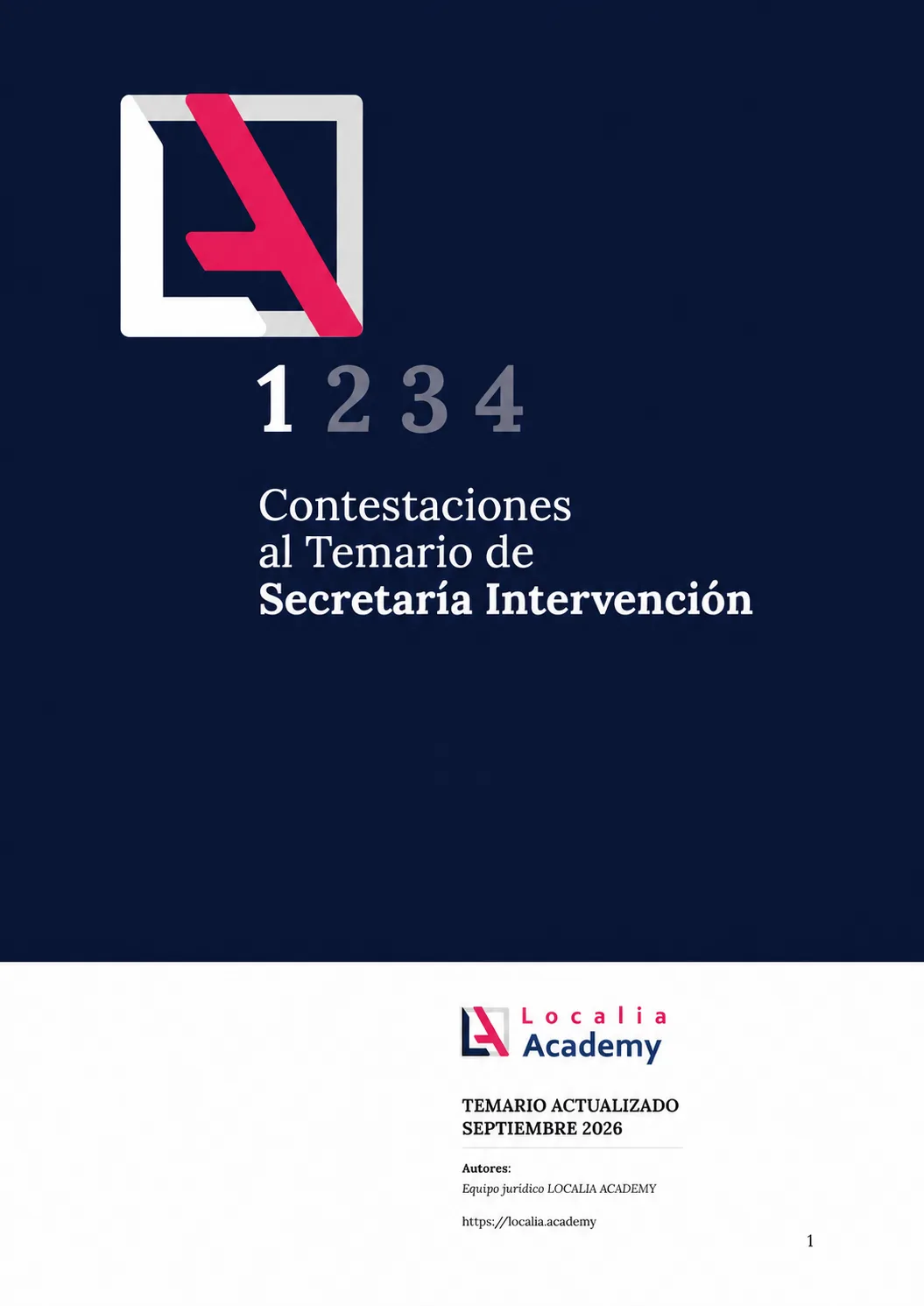 Portada del temario de Secretaría-Intervención de Localia, edición septiembre de 2026