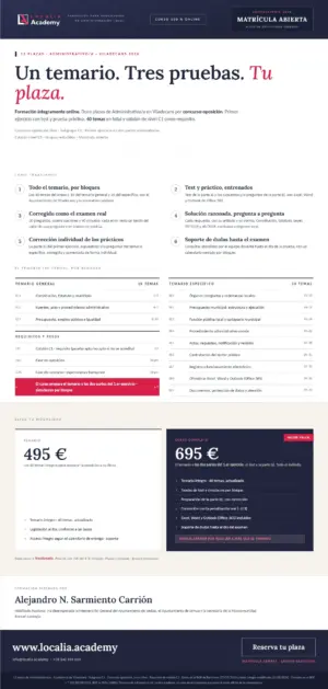 Curso Administrativo/a · Ayuntamiento de Viladecans 2026 · folleto del curso