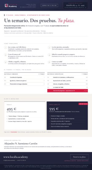 Curso oposiciones Subalterno/a Ayuntamiento de Cádiz 2026: 17 plazas, 10 temas