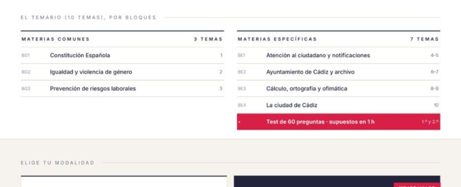 Curso oposiciones Subalterno/a Ayuntamiento de Cádiz 2026: 17 plazas, 10 temas
