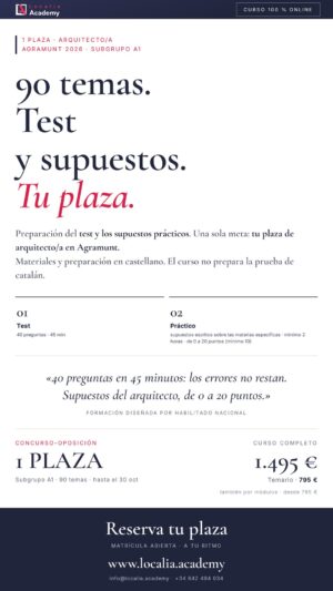 Curso online oposiciones Arquitecto/a Ayuntamiento de Agramunt 2026