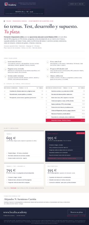 Curso online oposiciones Educador/a Social Ayuntamiento de Albatera 2026