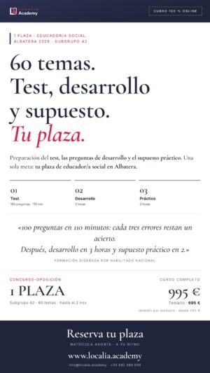 Curso online oposiciones Educador/a Social Ayuntamiento de Albatera 2026