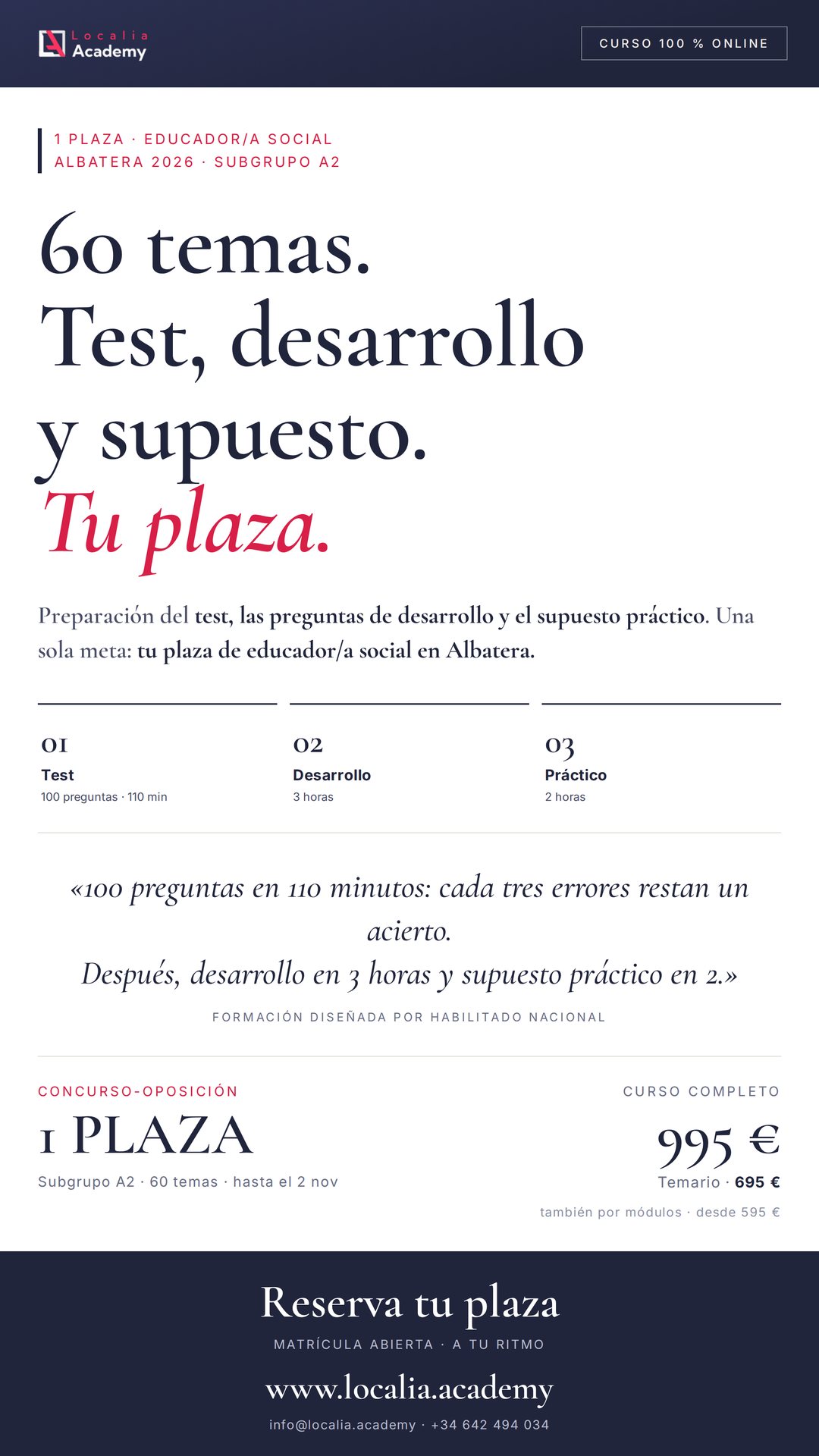 Curso online oposiciones Educador/a Social Ayuntamiento de Albatera 2026