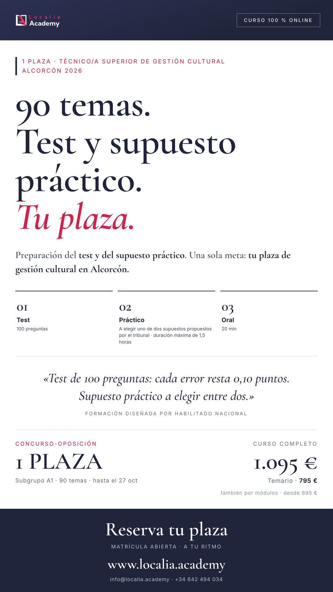 Curso online oposiciones Técnico/a Superior de Gestión Cultural Ayuntamiento de Alcorcón 2026