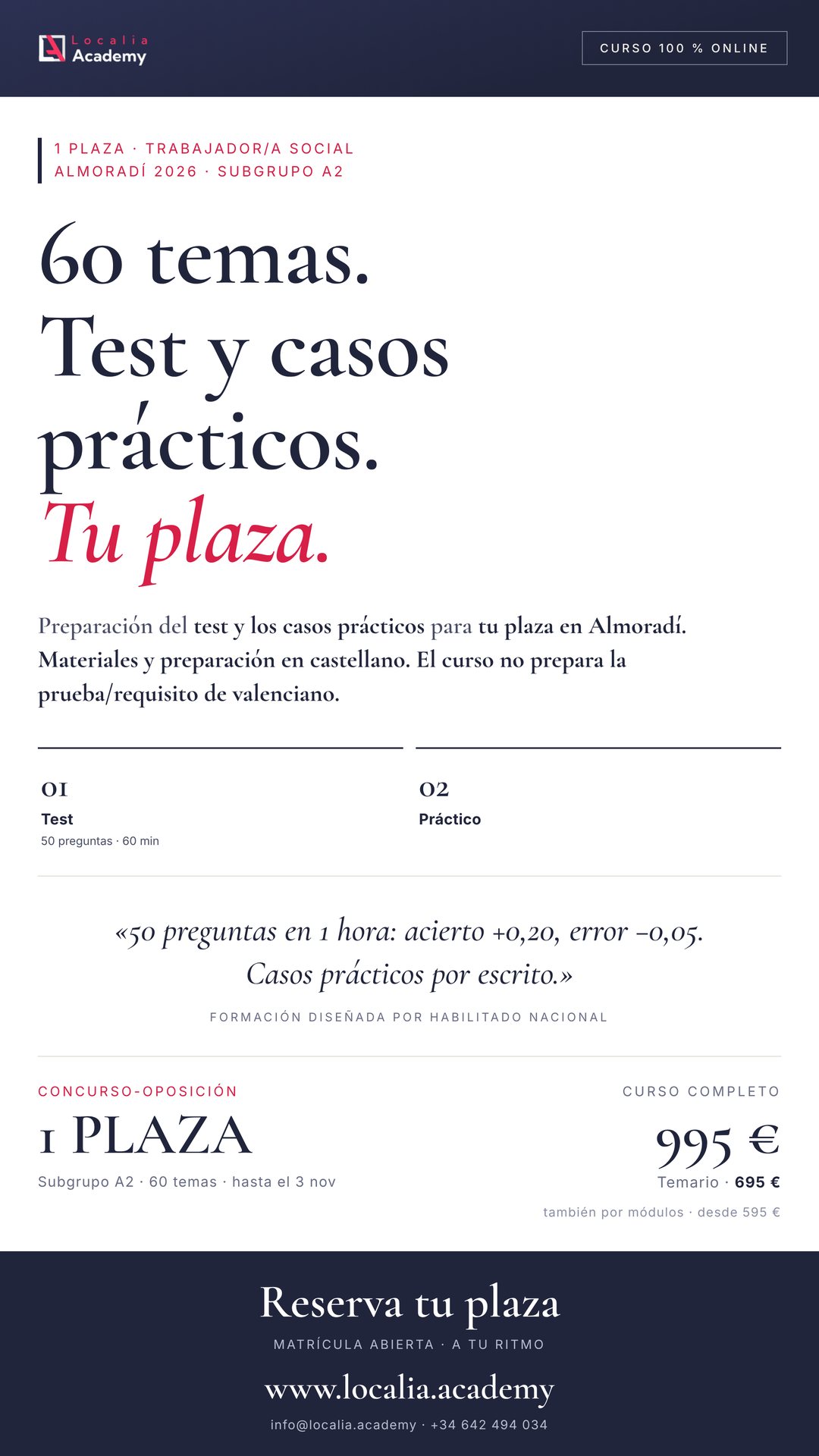 Curso online oposiciones Trabajador/a social Ayuntamiento de Almoradí 2026