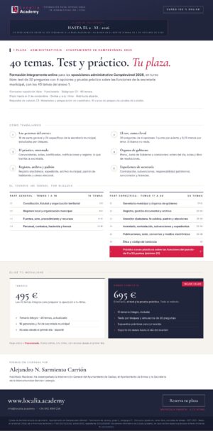 Curso online oposiciones Administrativo/a Ayuntamiento de Campdevànol 2026