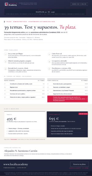 Curso online oposiciones Administrativo/a Ayuntamiento de Candeleda 2026