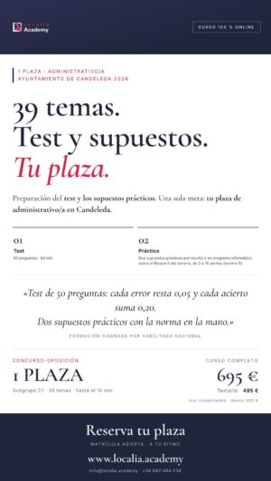 Curso online oposiciones Administrativo/a Ayuntamiento de Candeleda 2026