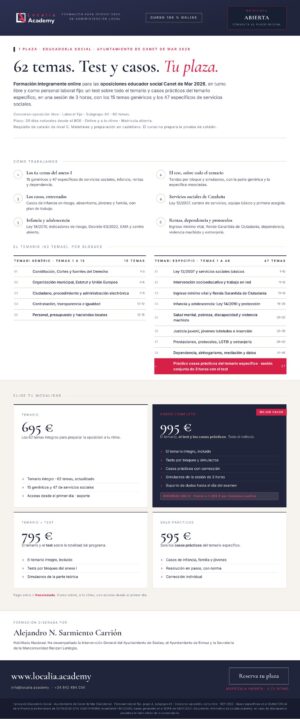 Curso online oposiciones Educador/a Social Ayuntamiento de Canet de Mar 2026
