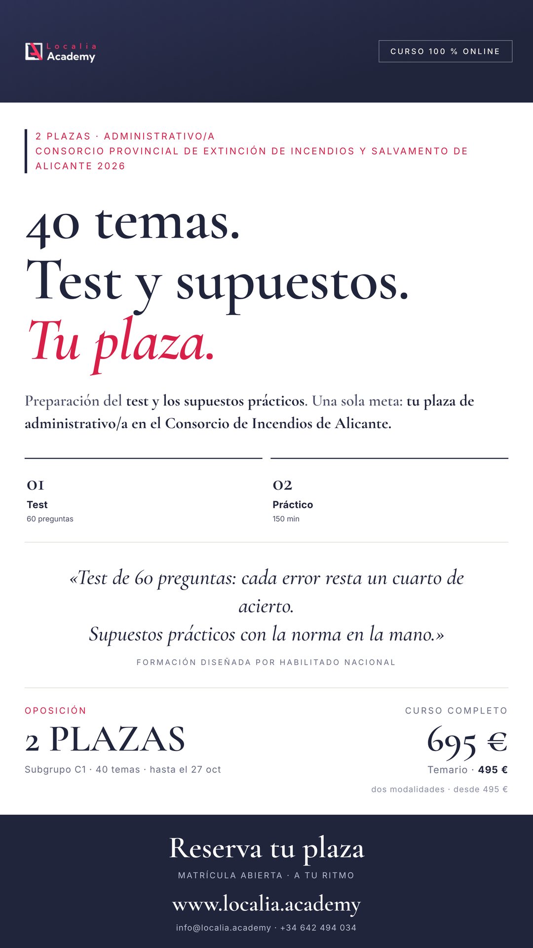 Curso online oposiciones Administrativo/a Consorcio Provincial de Extinción de Incendios y Salvamento de Alicante 2026