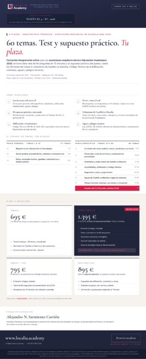 Curso online oposiciones Arquitecto/a Técnico/a Diputación Provincial de Guadalajara 2026