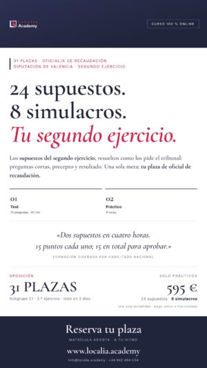 Curso online oposiciones Oficial/a de Recaudación Diputación Provincial de Valencia 2026