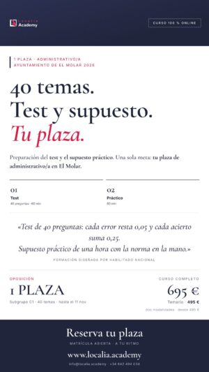 Curso online oposiciones Administrativo/a Ayuntamiento de El Molar 2026
