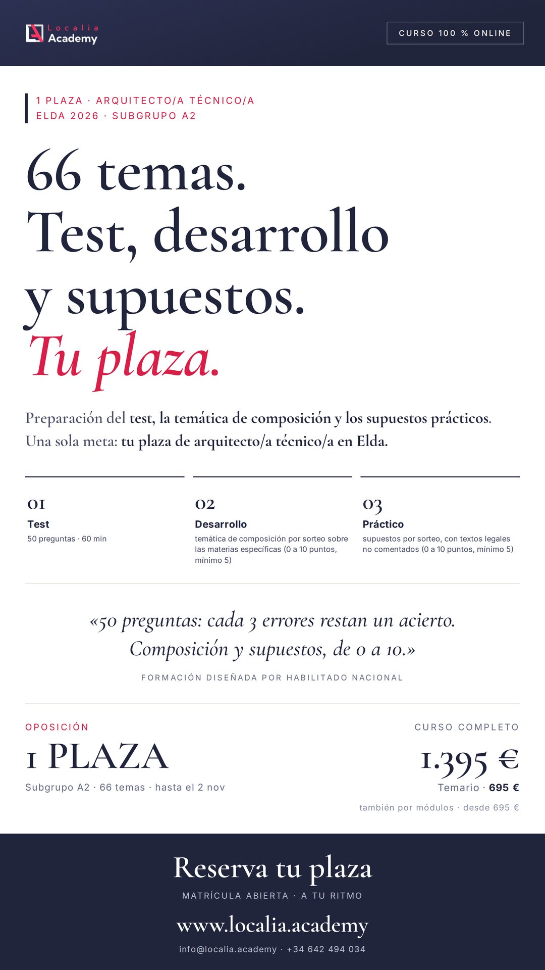 Curso online oposiciones Arquitecto/a Técnico/a Ayuntamiento de Elda 2026