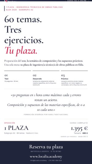 Curso online oposiciones Ingeniero/a Técnico/a de Obras Públicas Ayuntamiento de Elda 2026