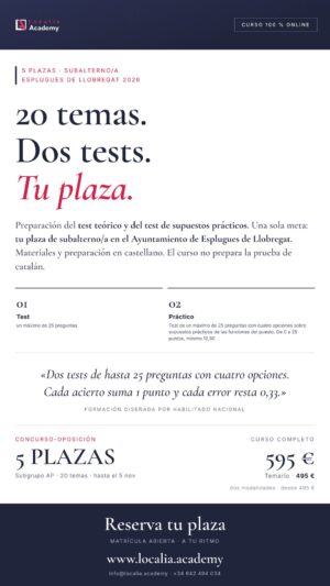 Curso online oposiciones Subalterno/a Ayuntamiento de Esplugues de Llobregat 2026
