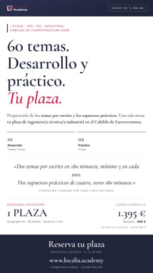 Curso online oposiciones Ingeniero/a Técnico/a Industrial Cabildo Insular de Fuerteventura 2026
