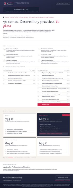 Curso online oposiciones Técnico/a de Contratación Cabildo Insular de Fuerteventura 2026
