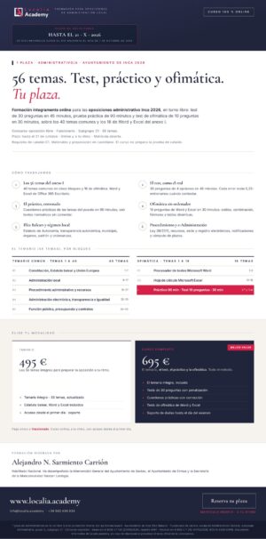 Curso online oposiciones Administrativo/a Ayuntamiento de Inca 2026