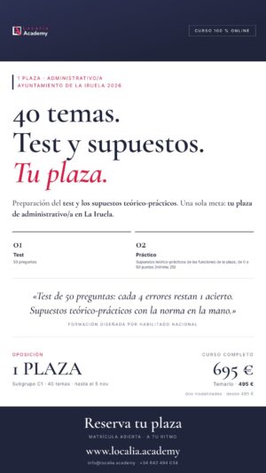 Curso online oposiciones Administrativo/a Ayuntamiento de La Iruela 2026