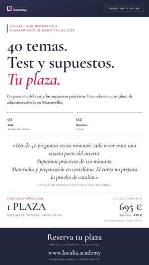 Curso online oposiciones Administrativo/a Ayuntamiento de Martorelles 2026