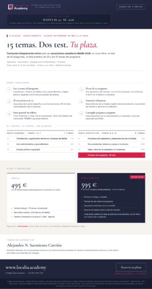 Curso online oposiciones Subalterno/a Ciudad Autónoma de Melilla 2026