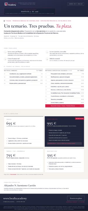 Curso online oposiciones Técnico/a Medio/a de Contabilidad Diputación Provincial de Palencia 2026