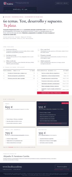 Curso online oposiciones Educador/a social Ayuntamiento de Palma 2026