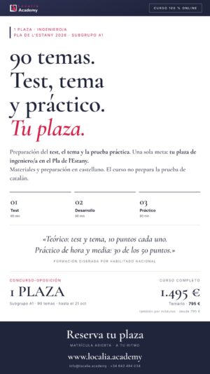 Curso online oposiciones Ingeniero/a Consell Comarcal del Pla de l'Estany 2026