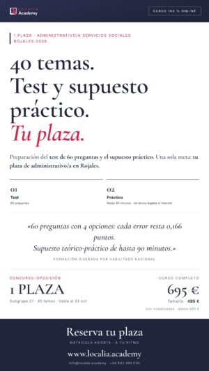 Curso online oposiciones Administrativo/a de servicios sociales Ayuntamiento de Rojales 2026