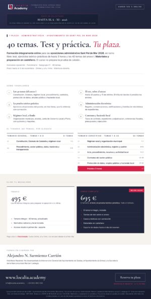 Curso online oposiciones Administrativo/a Ayuntamiento de Sant Pol de Mar 2026