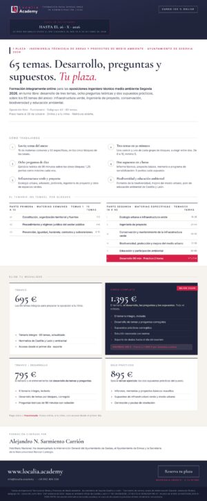 Curso online oposiciones Ingeniero/a Técnico/a de Obras y Proyectos de Medio Ambiente Ayuntamiento de Segovia 2026