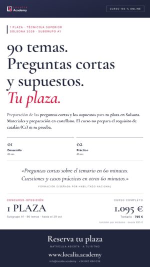 Curso online oposiciones Técnico/a superior (Tesorería) Ayuntamiento de Solsona 2026