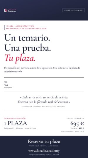 Curso online oposiciones Administrativo/a Ayuntamiento de Torre-Pacheco 2026