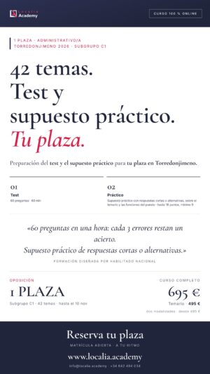 Curso online oposiciones Administrativo/a Ayuntamiento de Torredonjimeno 2026