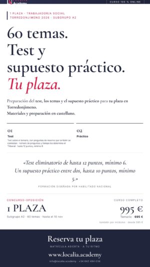 Curso online oposiciones Trabajador/a Social Ayuntamiento de Torredonjimeno 2026